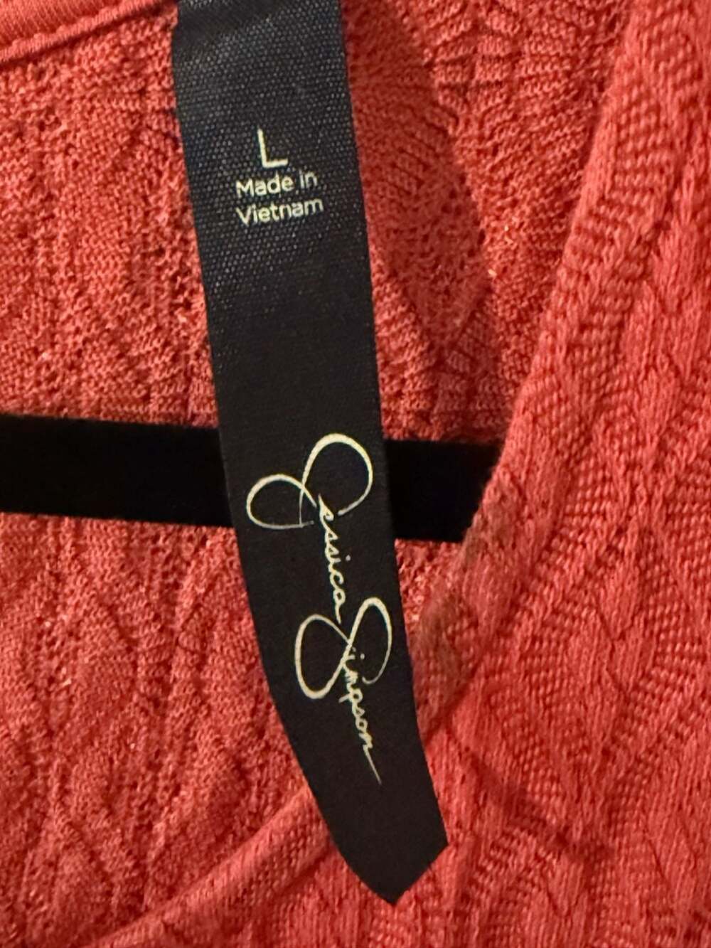 Jessica Simpson Orange Textured Fit and Flare Dress Size L - Picture 4 of 7